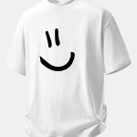 Relax Fit Smiley Face Print Cotton T-Shirt