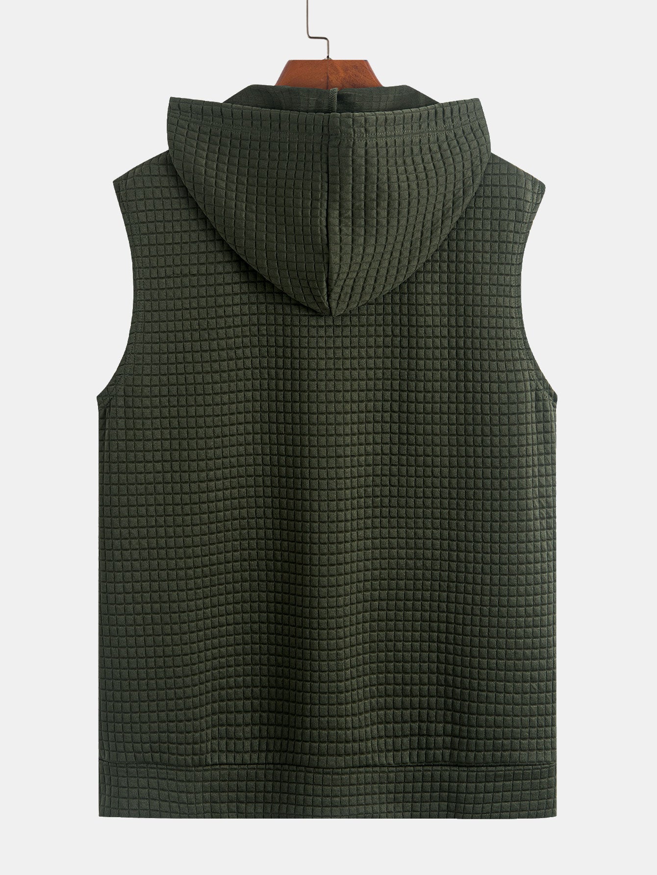 Sleeveless Waffle Zipper Hoodie - Image 6