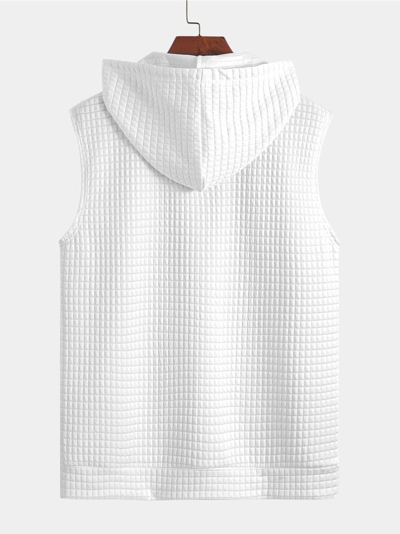 Sleeveless Waffle Zipper Hoodie - Image 8