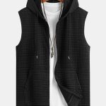 Sleeveless Waffle Zipper Hoodie