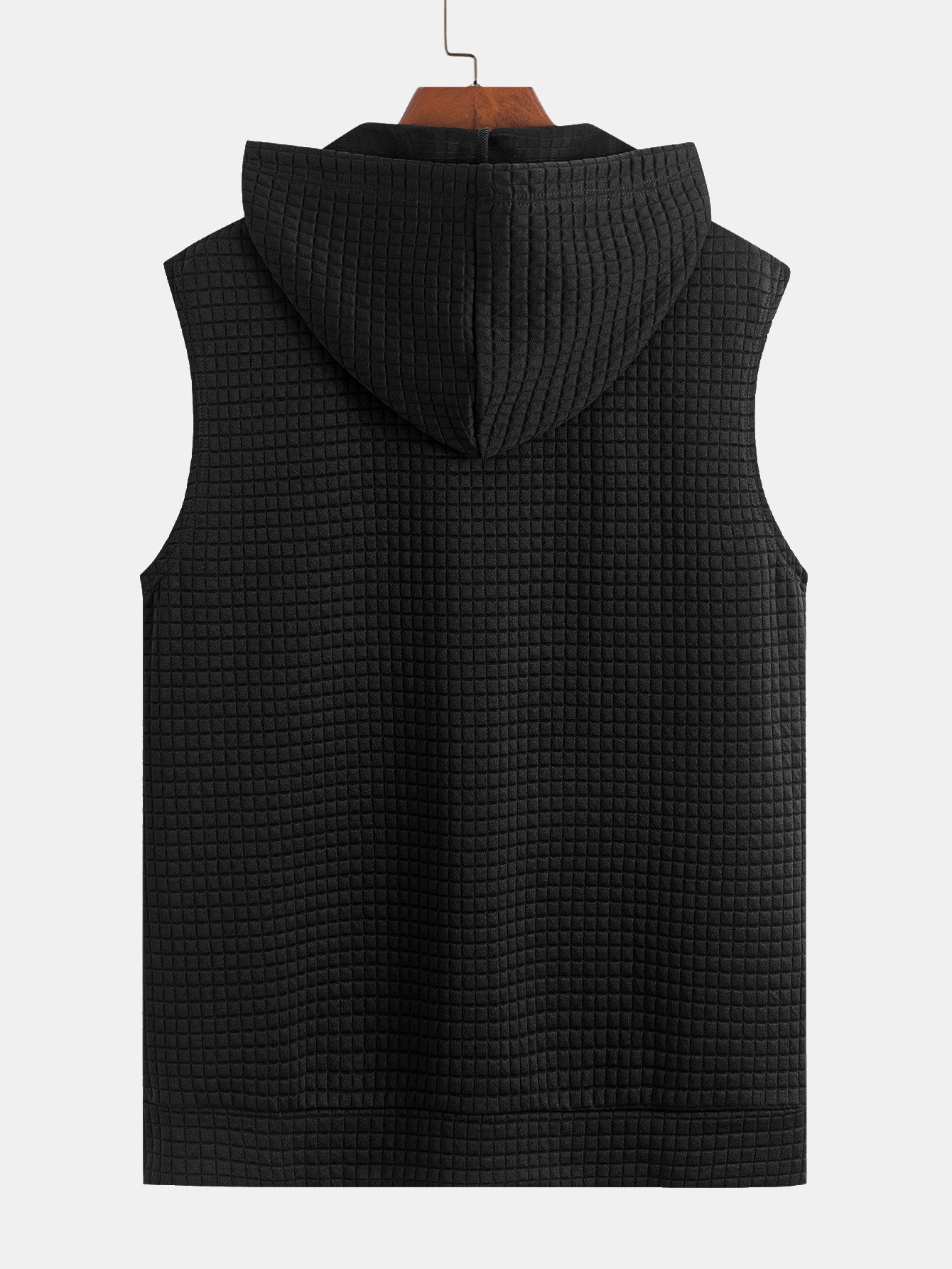 Sleeveless Waffle Zipper Hoodie - Image 2