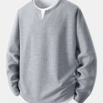 Relax Fit Long Sleeve 2 In 1 Waffle T-Shirt