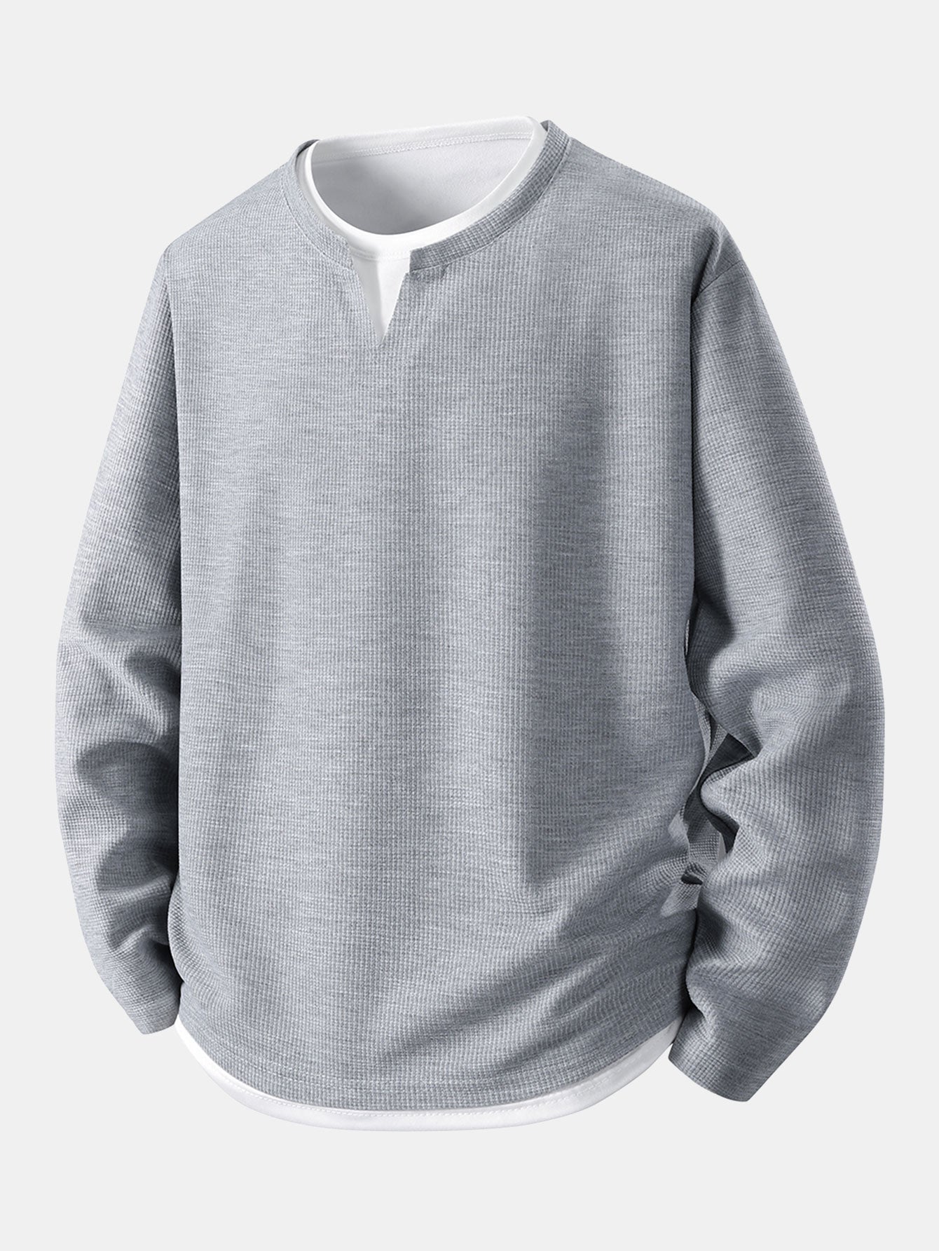 1_soo1i3-1.jpg Relax Fit Long Sleeve 2 In 1 Waffle T-Shirt - Image 1