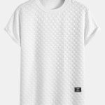 Checkerboard Jacquard  Arc Hem T-Shirt