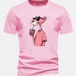 Regular Fit Pink Panther Print Cotton T-Shirt