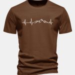 Regular Fit Heartbeat Mountain Print Cotton T-Shirt