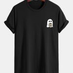 Regular Fit Ghost Drinking Coffee Print Cotton T-Shirt