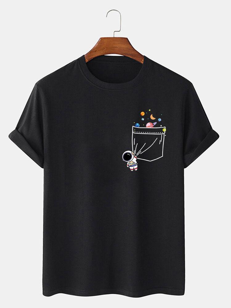 jpg_90d1110f-b26c-45e6-be0a-5975b2a2819c-1.jpg Astronaut Space Pocket Print T-Shirt - Image 1