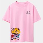 Graffiti Bear Print Drop Shoulder Oversize T-Shirt