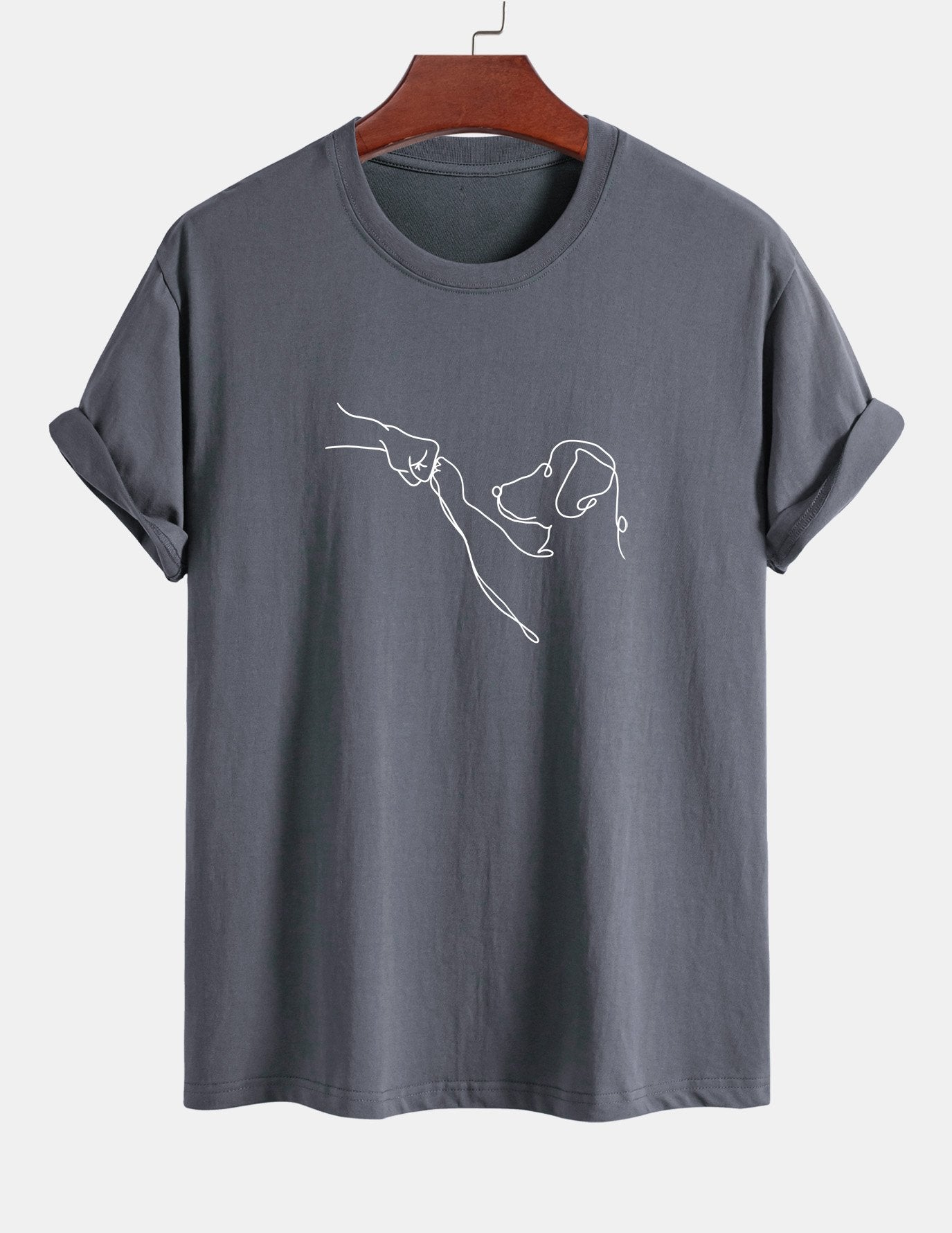 jpg_f75ab5b5-d5b6-4d23-8e8a-e6f9c16cdf88-1.jpg Regular Fit Dog Line Drawing Print Cotton T-Shirt - Image 1